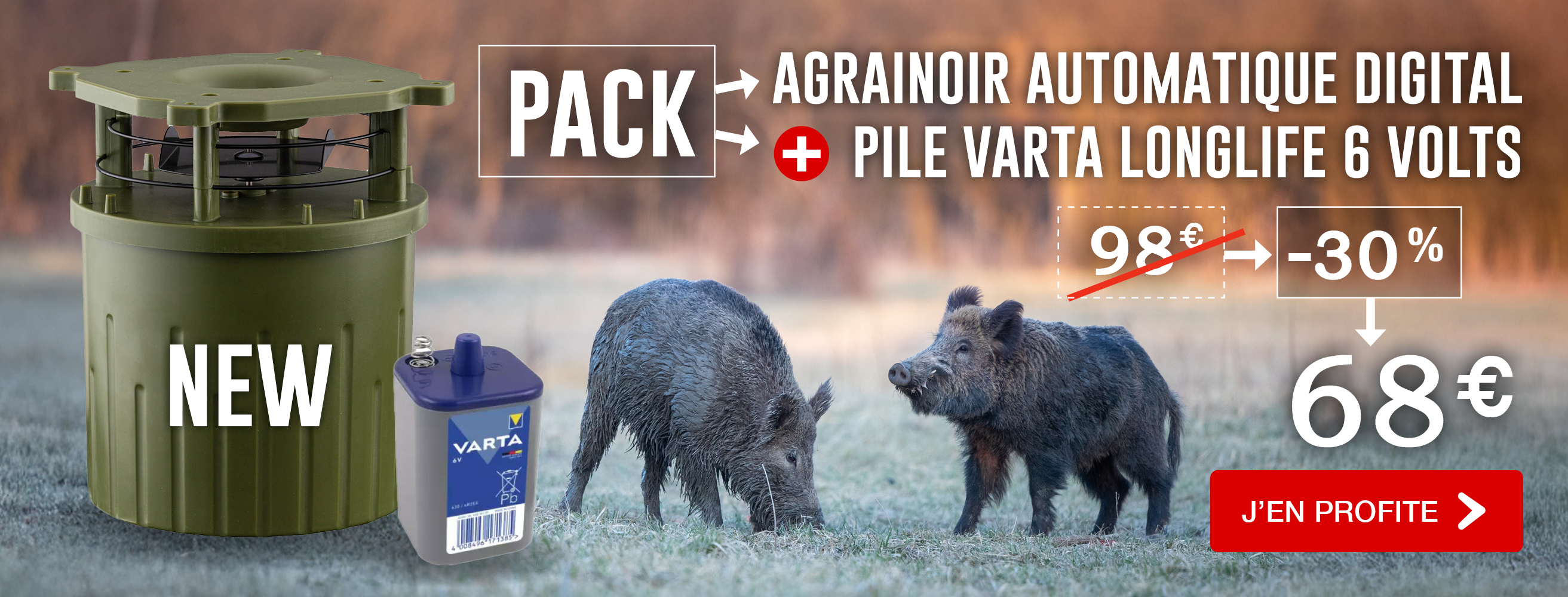 -30% Pack Agrainoir automatique + Pile 6V