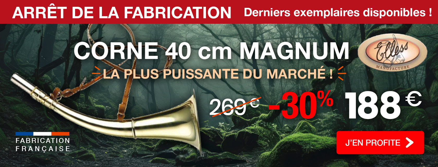 Déstockage Corne ELLESS 40 cm Magnum
