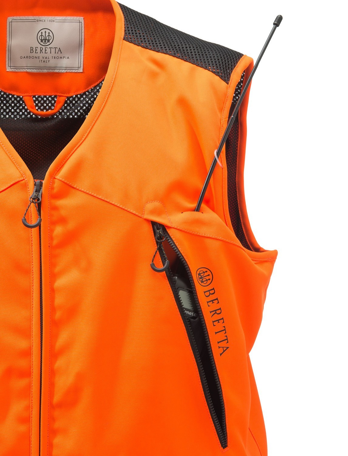 Gilet de chasse orange brodé CEF