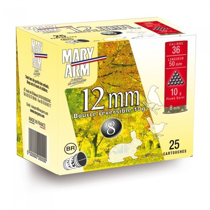 cartouche mary arm 12 mm cal 12 mm 10 g cartouches petits calibres made in chasse