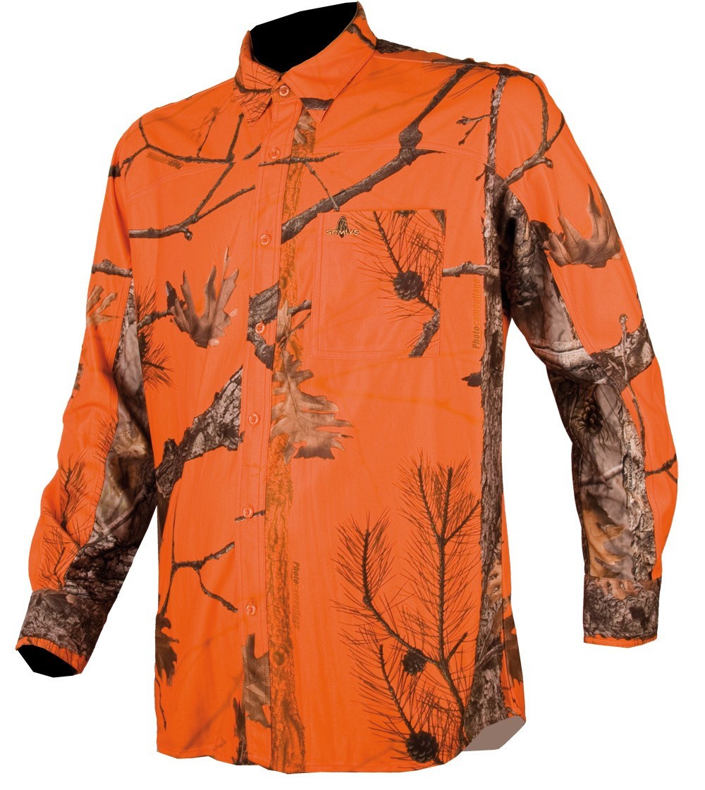 Chemise Pêche Wohali Orange Grande Taille L – Manches Longues, Imprimé Océan, Ventilée