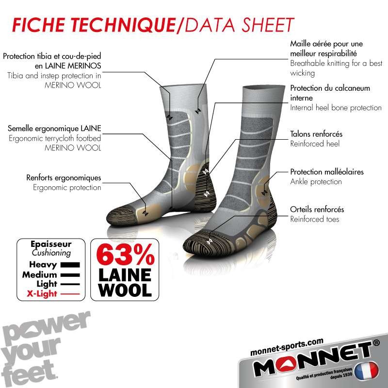 Chaussettes de chasse Monnet Trek Extra Light Chaussettes de