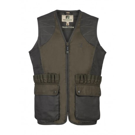 Gilet de chasse Percussion Tradition brodé Logo - Kaki clair
