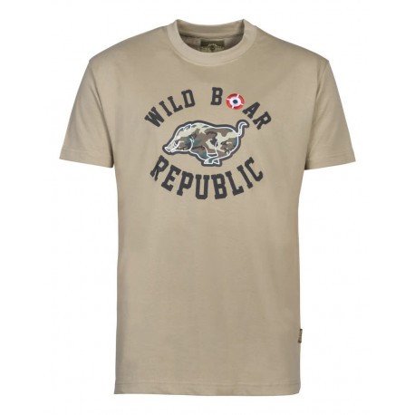 Tee-shirt de chasse Percussion Wild Boar Republic sanglier courant - Beige