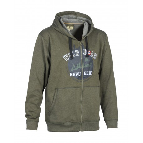Sweat-shirt de chasse à capuche Percussion Wild Boar Republic - Kaki