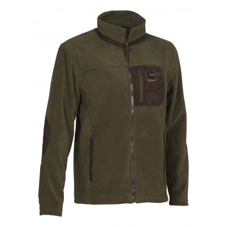 Blouson de chasse polaire Percussion Cor brodé Sanglier - Kaki