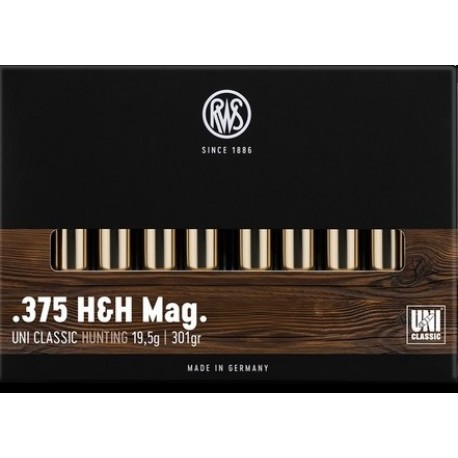 Cartouche RWS / cal. 375 H&H Mag. - UNI-Classic 19,5 g / 301 gr