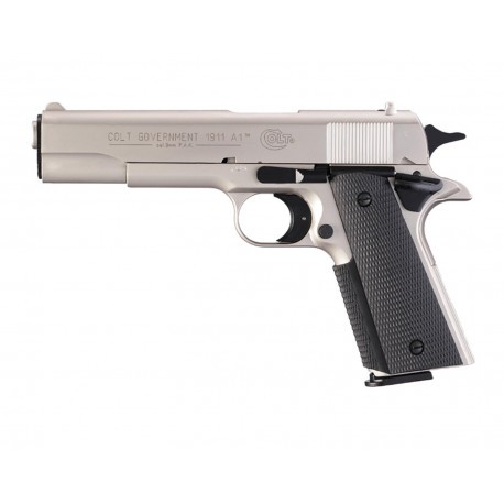 Pistolet d'alarme Colt Gouvernement 1911 nickelé - Armes à blanc