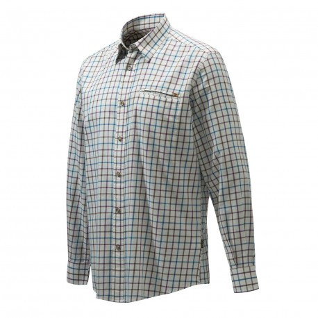 Chemise de chasse Beretta Wood Plain Collar - Blanc & Bleu