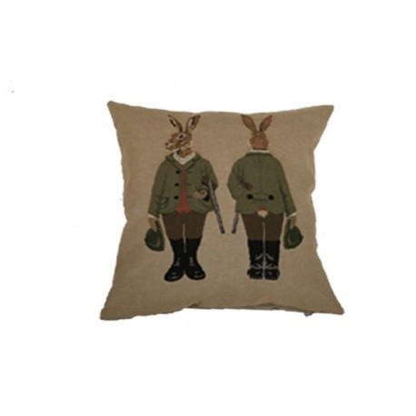 Coussin Lièvres chasseurs