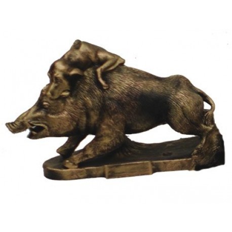 Résine Sanglier et chien