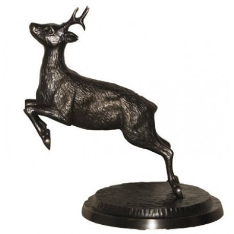 Bronze Chevreuil sautant sur socle rond