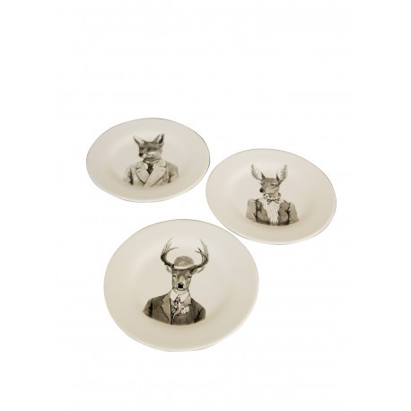 Service 3 assiettes Animaux habillés 20 cm