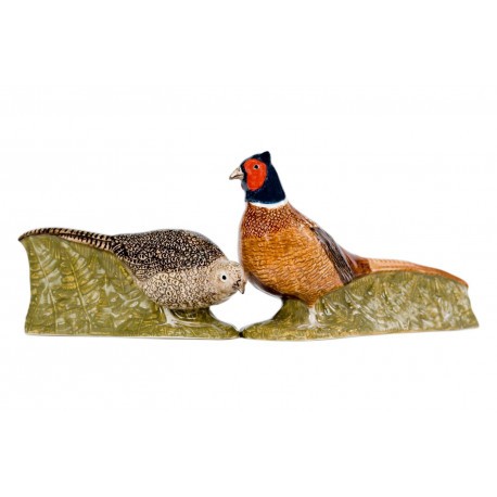 Duo sel et poivre faisans en porcelaine