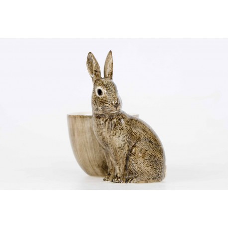 Coquetiers lapin de garenne en porcelaine