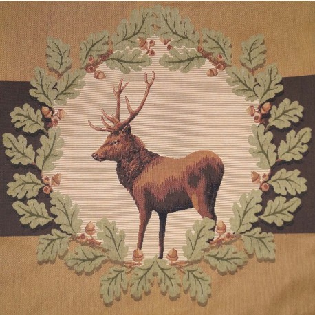 Grand Coussin Cerf de profil en couronne