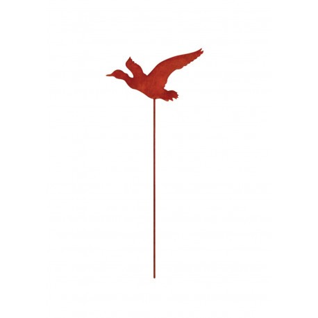 Silhouette animalière canard qui vole en tôle rouillée