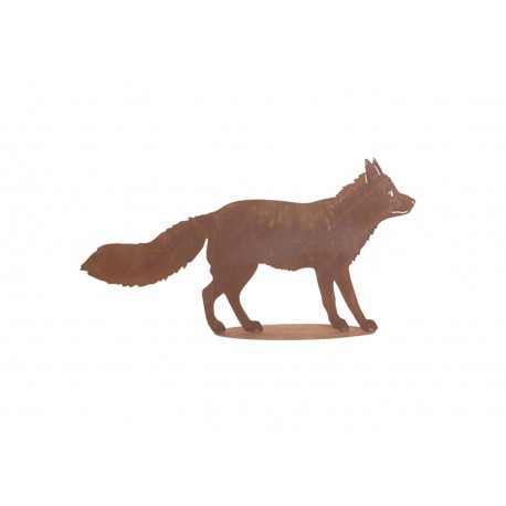 Silhouette animalière renard en tôle rouillée