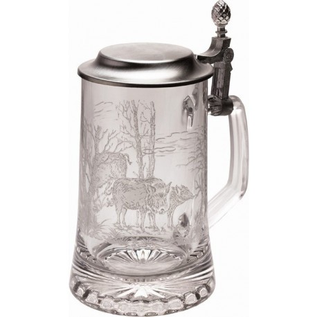 Chope à bière Sanglier étain