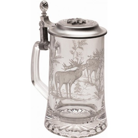 Chope à bière Cerf étain