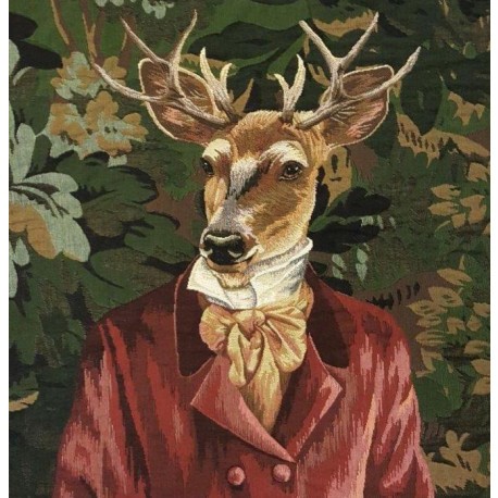 Coussin cerf veste rouge