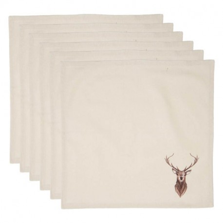 Lot 6 serviettes Tête de cerf