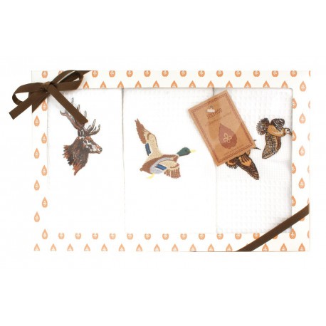 Coffret 3 torchons brodés