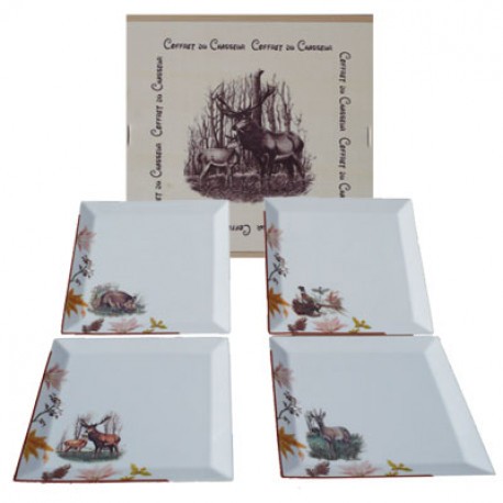 Coffret 4 assiettes porcelaine