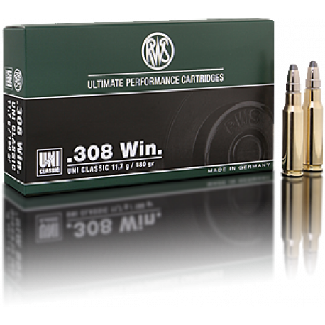 cartouche rws cal 308 win uni classic 11 7 g calibres americains made in chasse