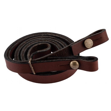 Lanière-sautoir en cuir gras pour corne de chasse