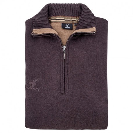 Pull de chasse col zippé Stagunt Deer Coffee