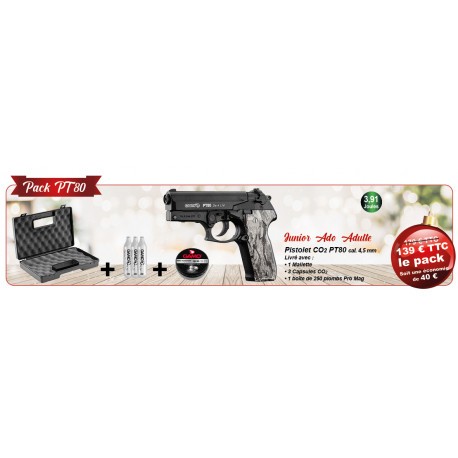 Pack Noël Gamo Pistolet CO2 PT80 - 4,5 mm