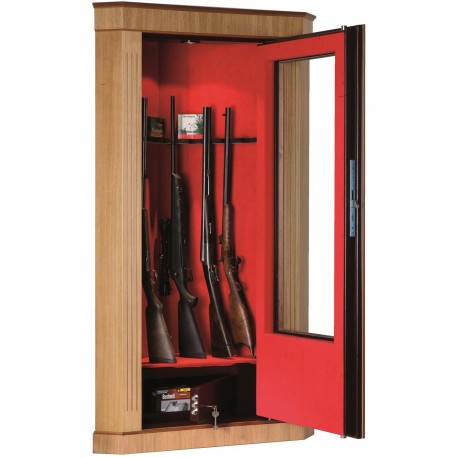 Armoire forte vitrine d'angle Infac Noyer / 8 armes