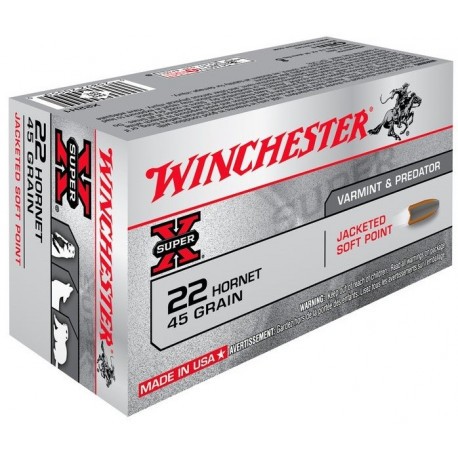 Cartouche Winchester / cal. 22 Hornet - SP 2,98 g / 45 gr