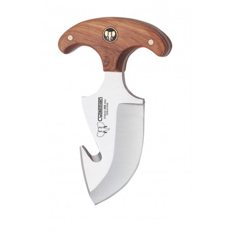 Couteau de chasse à dépouiller paume manche bois d'olivier Cudeman 8 cm