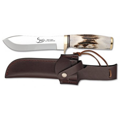 Couteau de chasse manche bois de cerf Martinez Albainox 14 cm