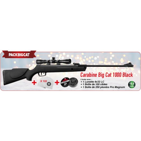 Pack Noël Gamo Big Cat 1000 Black - Cal. 4,5 mm - Carabines à plomb