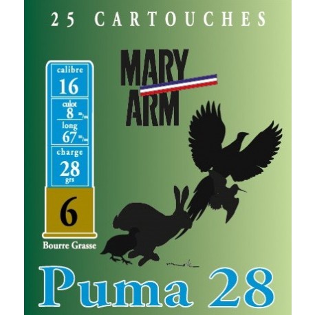 Cartouche Mary Arm Puma 28 / Cal. 16 - 28 g - Plomb bourre ...
