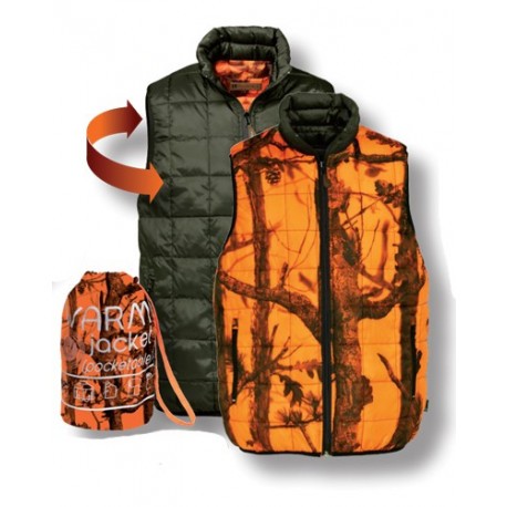 Gilet ouatiné Percussion réversible Kaki / GhostCamo B&B