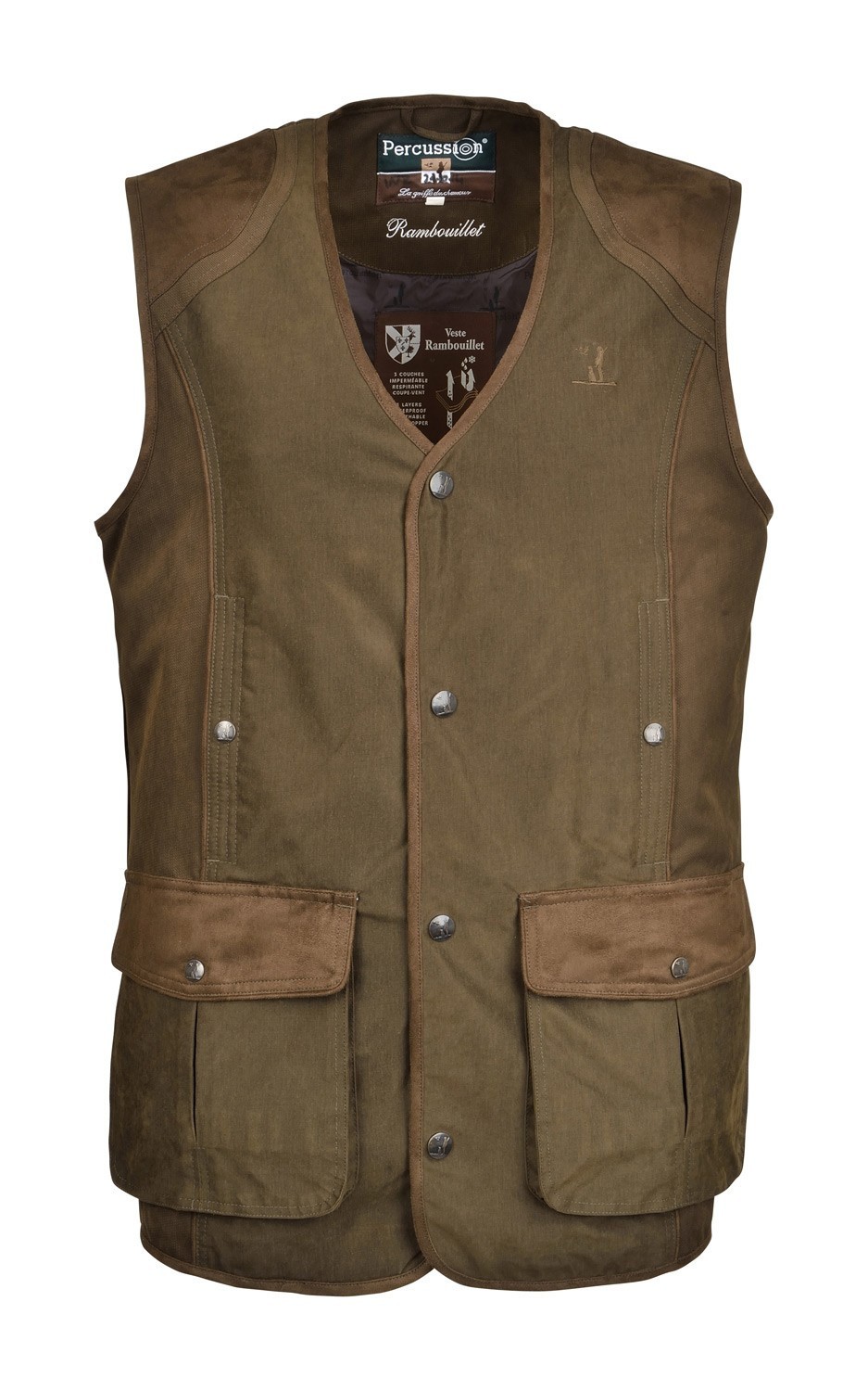 Gilet de chasse Percussion Rambouillet Kaki - Gilets de ...