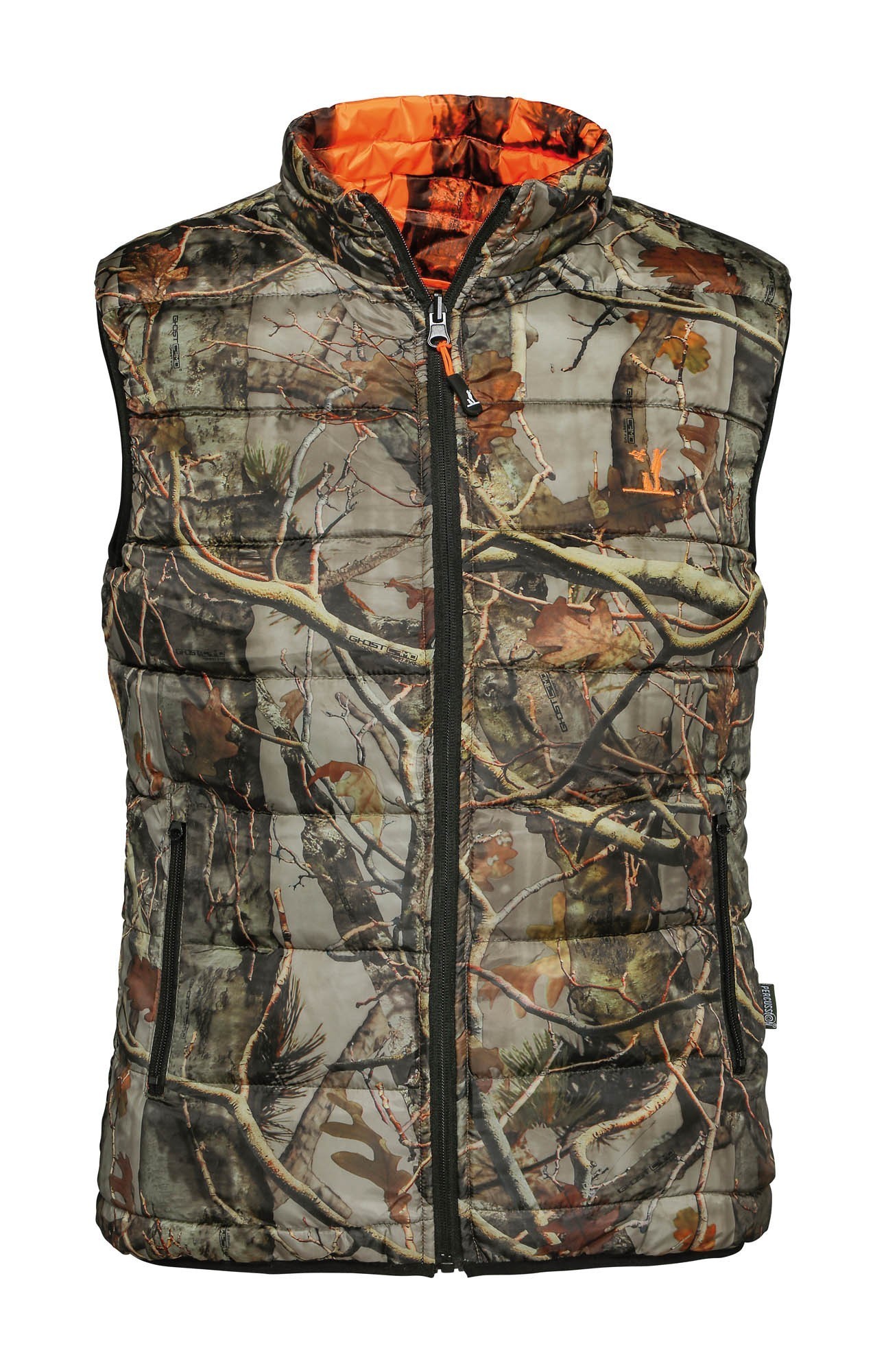 Gilet De Chasse Réversible Chaud Percussion, Motif Camouflage Et Fluo, Neuf
