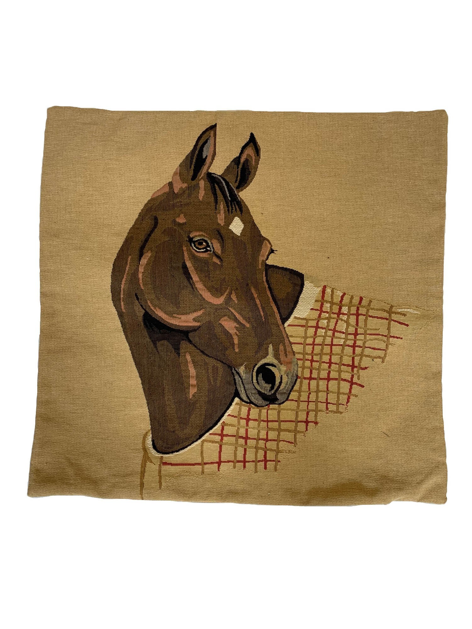 Housse de coussin CHEVAL réversible 40x40cm Polyester Taie d'oreiller