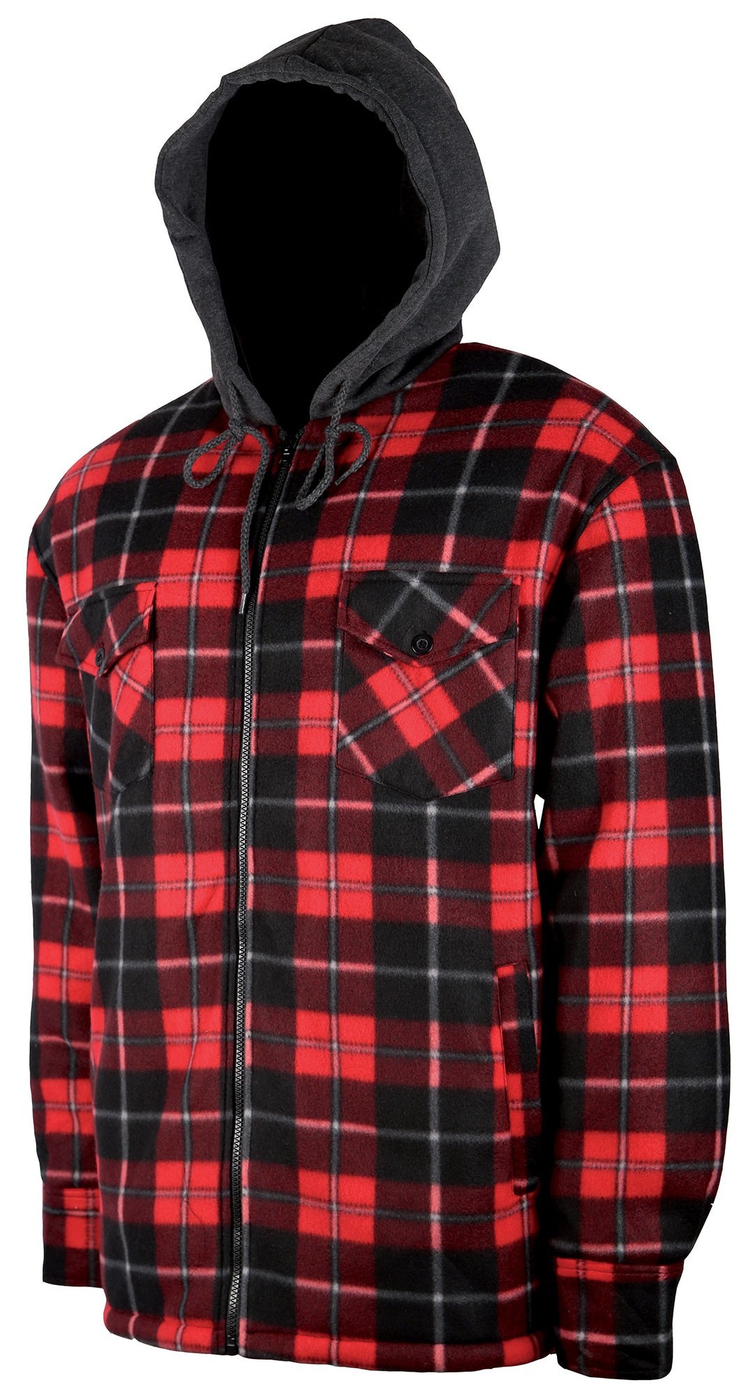 Veste Bucheron Homme Veste à Capuche à Carreaux For Homme Sherpa Doublée Zip à Manches Longues Chemise En Flanelle Vestes (Color : A, Size : M Chemise Polaire Homme