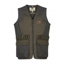 Gilet de chasse Percussion Tradition brodé Sanglier - Kaki clair