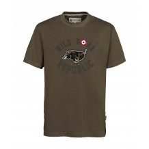 Tee-shirt de chasse Percussion Wild Boar Republic sanglier courant - Kaki