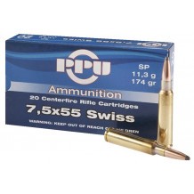 Cartouche Partizan / cal. 7,5x55 Swiss - Soft Point 11,3 g / 174 gr