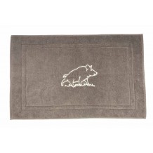 Tapis de bain taupe brodé sanglier