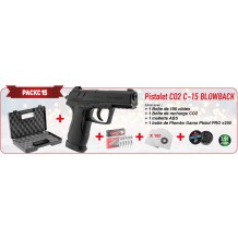 Pack Noël Gamo Pistolet CO² C-15 Blowback - Cal. 4,5 mm