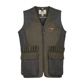 Gilet de chasse Percussion Tradition brodé Sanglier - Kaki clair