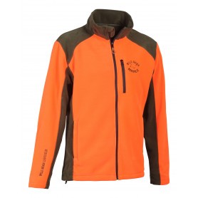 Blouson de chasse polaire Percussion Cor brodé Sanglier - Orange / Kaki